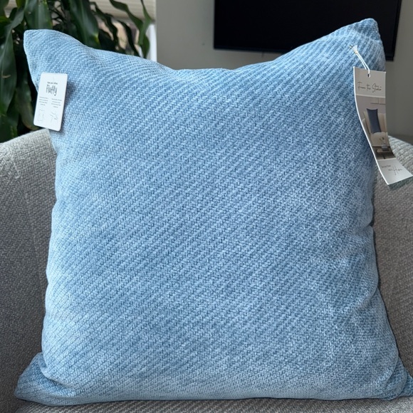 From the Studio Light Blue Chenille Textured Luxury Square Decorative Pillow